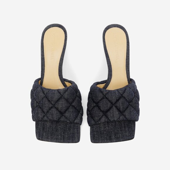 Bottega Veneta Matelasse Quilted Denim Mule Sandals Indigo Size EU 39 US 9 NEW - Picture 3 of 12
